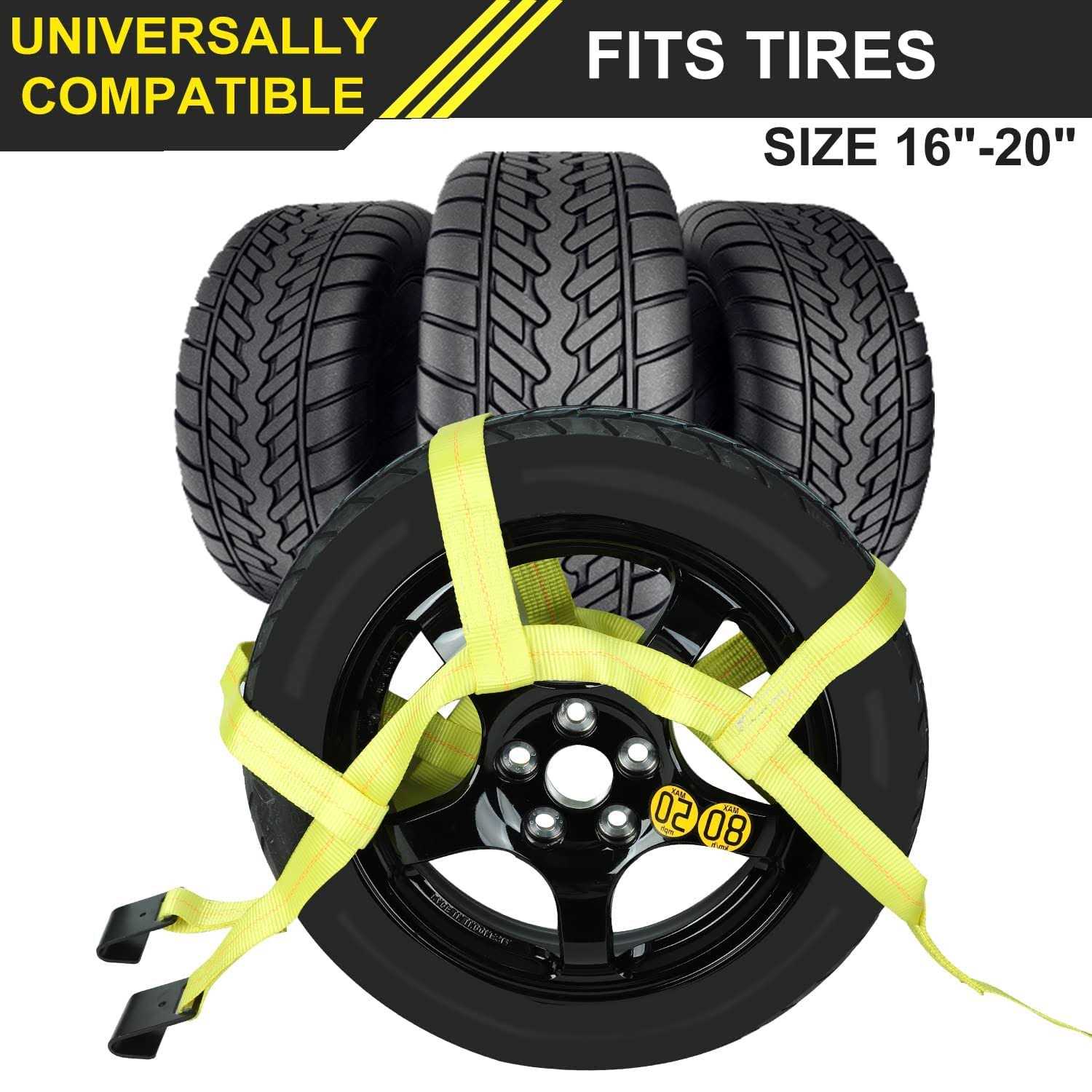 FSBCGT Set of 2 Tow Dolly Straps with Flat Hook Basket Strap,Fits Most 16-20 Tires Webbing Ratchet Straps - Zenithce