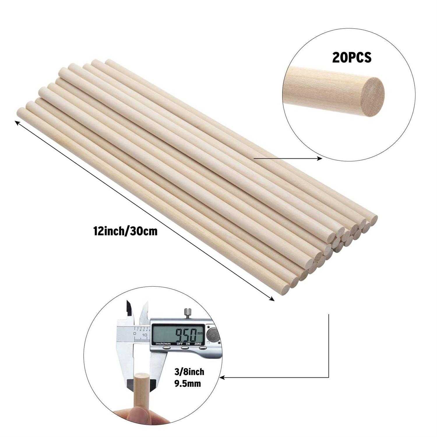 Wooden Dowel Dods Wood Dowels 12 Round Wooden Sticks For Crafts, Macrame Dowel, Unfinished Hardwood Sticks For Arts And Diyers - Zenithce