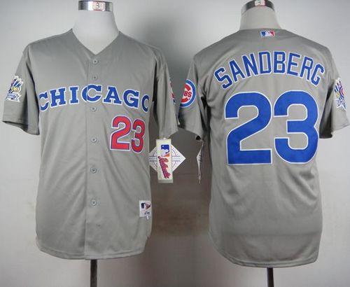 Cubs #23 Ryne Sandberg Grey 1990 Turn Back The Clock Stitched Jersey - Zenithce