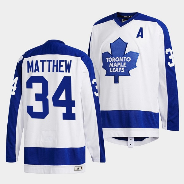 Toronto Maple Leafs #34 Auston Matthews White Classics Primary Logo Stitched Jersey - Zenithce
