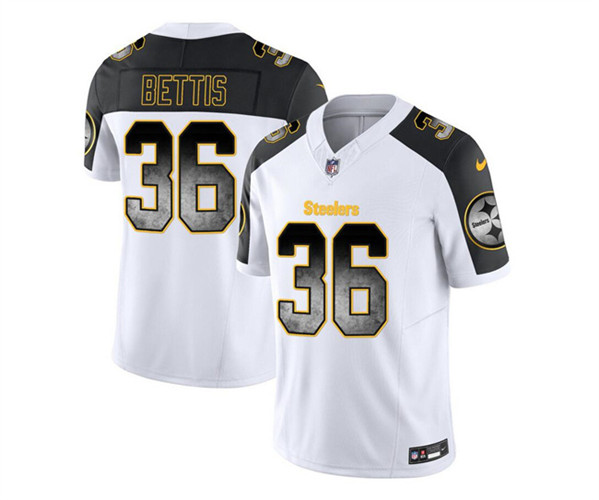 Pittsburgh Steelers #36 Jerome Bettis White Black 2023 F.U.S.E. Smoke Vapor Untouchable Limited Stitched Jersey - Zenithce