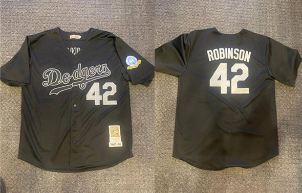 Los Angeles Dodgers #42 Jackie Robinson Black 1947-56 60th Anniversary Patch Stitched Jersey - Zenithce