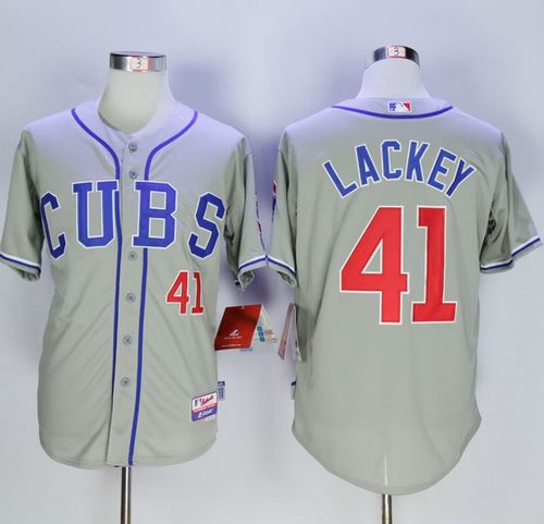 Cubs #41 John Lackey Grey Alternate Road Cool Base Stitched Jersey - Zenithce