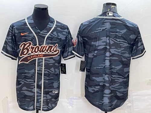 Cleveland Browns Blank Gray Camo With Patch Cool Base Stitched Jersey - Zenithce