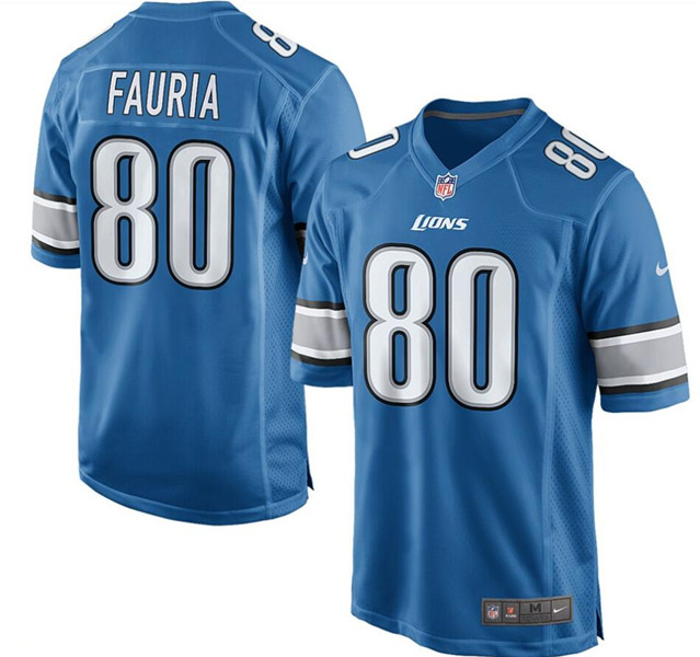 Lions #80 Joseph Fauria Blue Limited Stitched Jersey - Zenithce