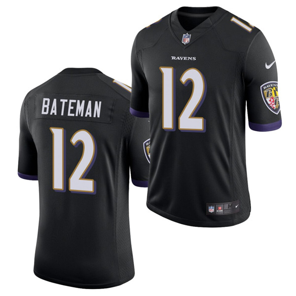 Baltimore Ravens #12 Rashod Bateman Black 2021 Vapor Untouchable Limited Stitched Jersey - Zenithce