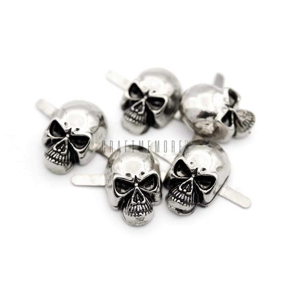 Craftmemore Skull Prong Stud Head Bone Gothic Style Ghost Studs Leather Craft Decorations Pack of 10 - Zenithce