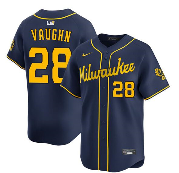 Milwaukee Brewers #28 Andrew Vaughn Navy Alternate Limited Stitched Jersey - Zenithce