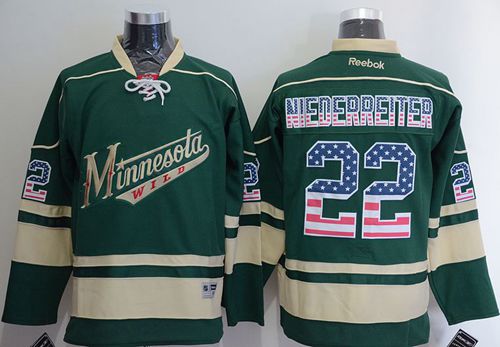 Wild #22 Nino Niederreiter Green USA Flag Fashion Stitched Jersey - Zenithce
