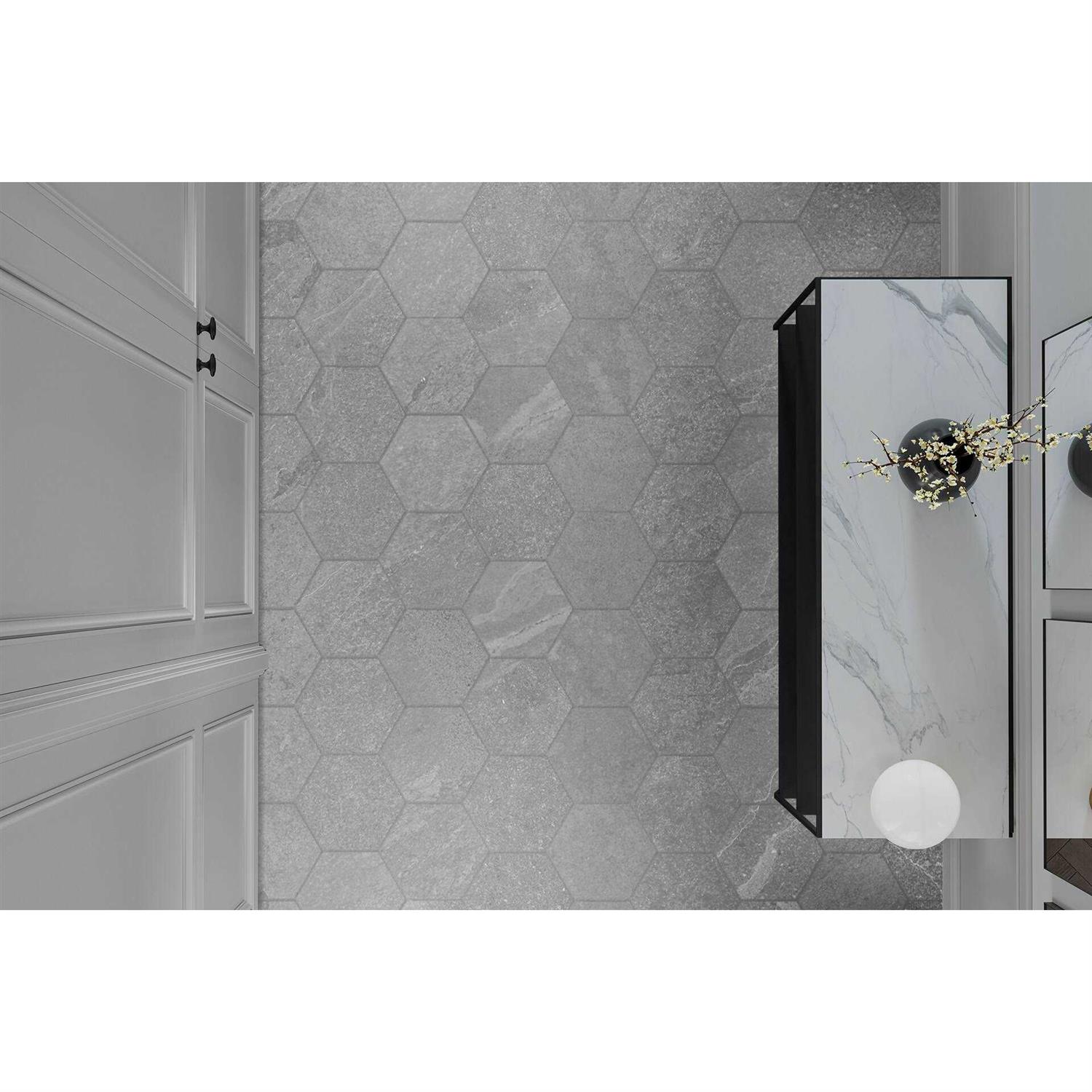Satori Gios Hexagon 8-in x 10-in Matte Porcelain Floor and Wall Tile 1001 - Zenithce