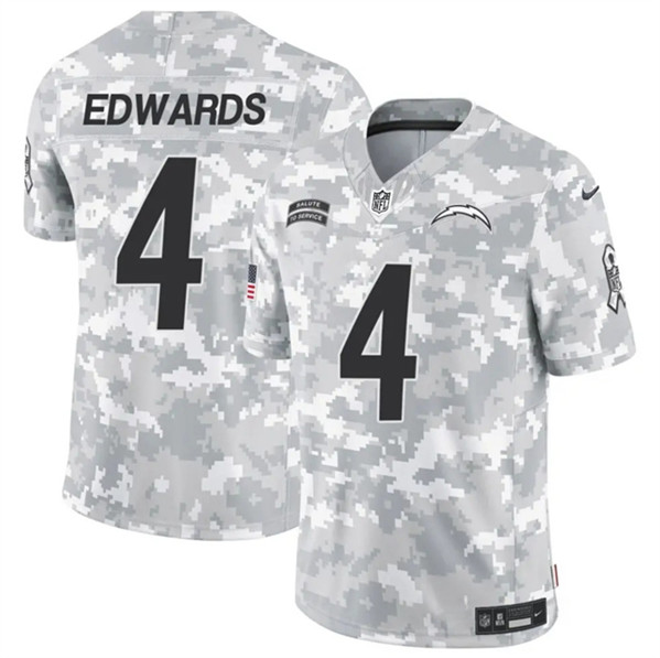 Los Angeles Chargers #4 Gus Edwards Arctic Camo 2024 F.U.S.E. Salute To Service Limited Stitched Jersey - Zenithce