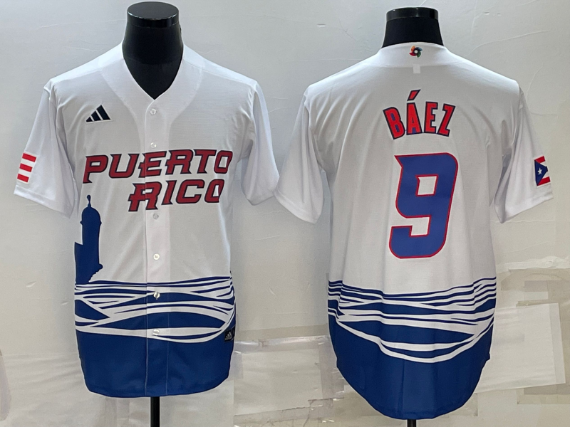 Puerto Rico #9 Javier Báez 2023 White World Classic Stitched Jersey - Zenithce