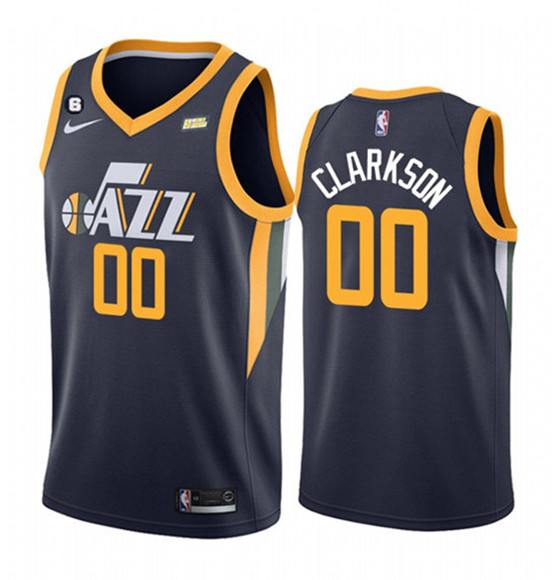 Utah Jazz #00 Jordan Clarkson Navy Icon Edition With No.6 Patch Swingman Stitched Jersey - Zenithce
