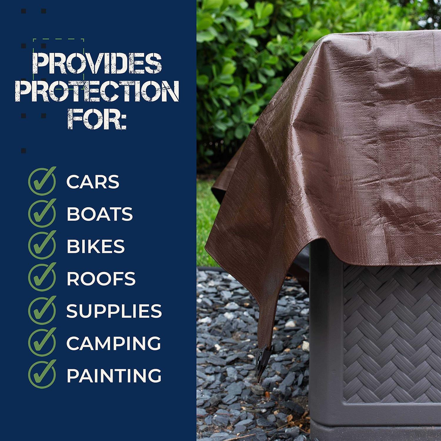 Tarp Cover Brown/Silver Heavy Duty Thick Material Water Proof Tear Proof UV - Zenithce