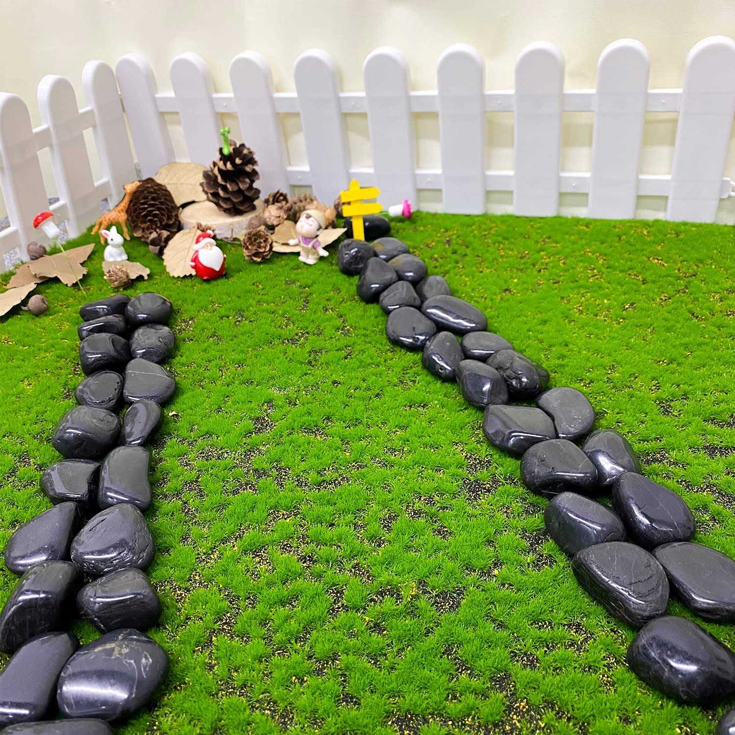 FANTIAN Natural Polished Black River Rocks Decorative Black Pebbles for Indoor Plants - Zenithce