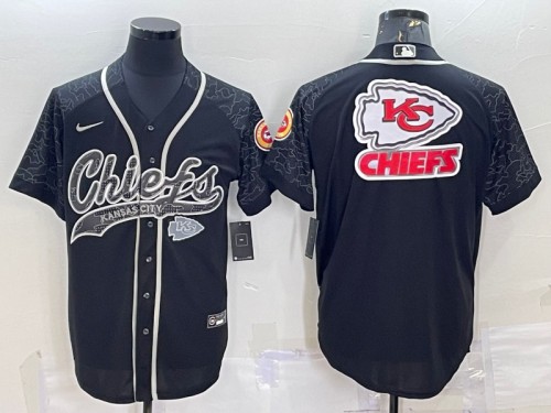 Kansas City Chiefs Black Reflective Team Big Logo With Patch Cool Base Stitched Jersey - Zenithce