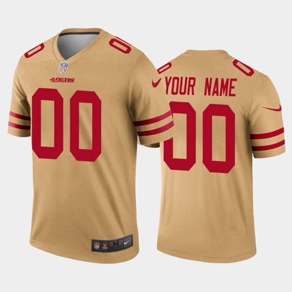 49ers Customized Gold Inverted Legend NFL Jersey - Zenithce