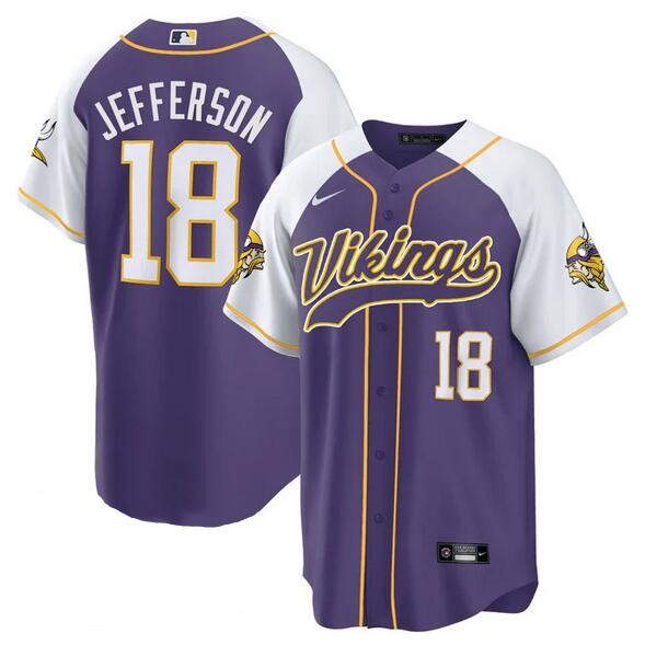 Minnesota Vikings #18 Justin Jefferson Purple White Cool Base Stitched Jersey - Zenithce