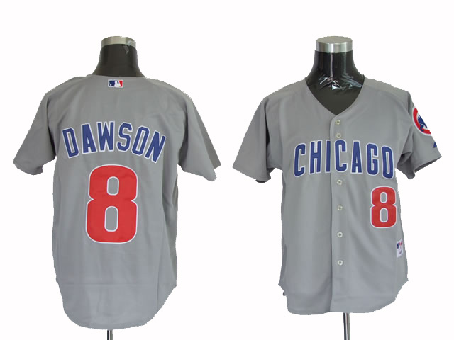 Mitchell And Ness Cubs #8 Andre Dawson Stitched Grey Throwback Jersey - Zenithce