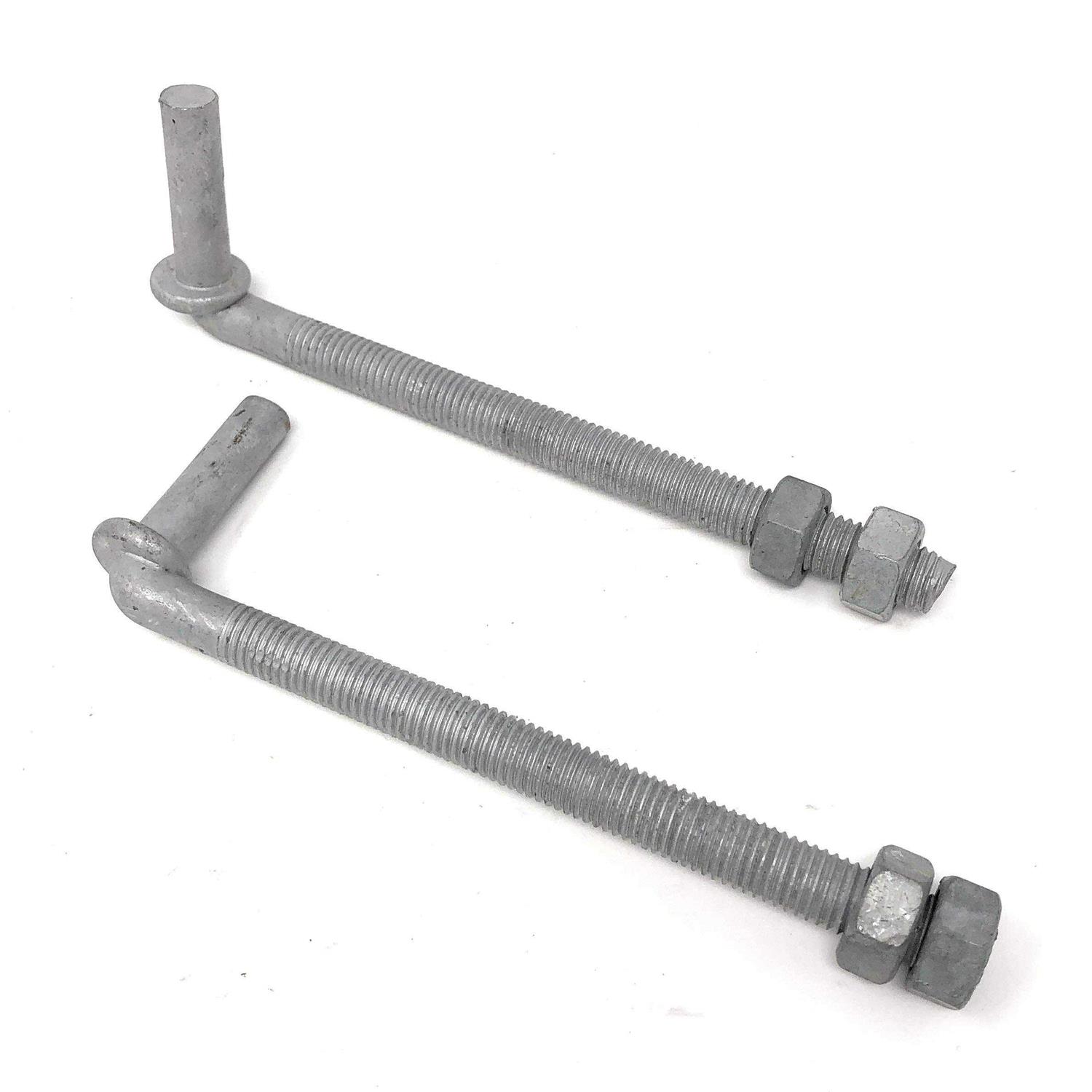 FENCESMART4U J-bolt galvanized with 2 nuts attached 2 pc pack 5/8 x 4-1/2 - Zenithce