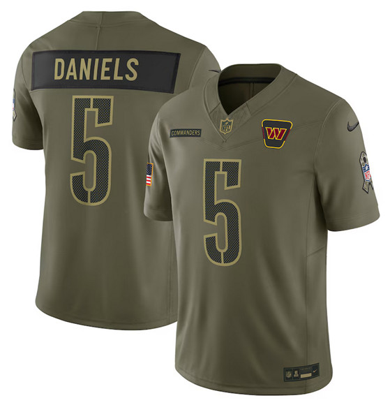 Washington Commanders #5 Jayden Daniels Olive 2025 Salute to Service Limited Stitched Jersey - Zenithce