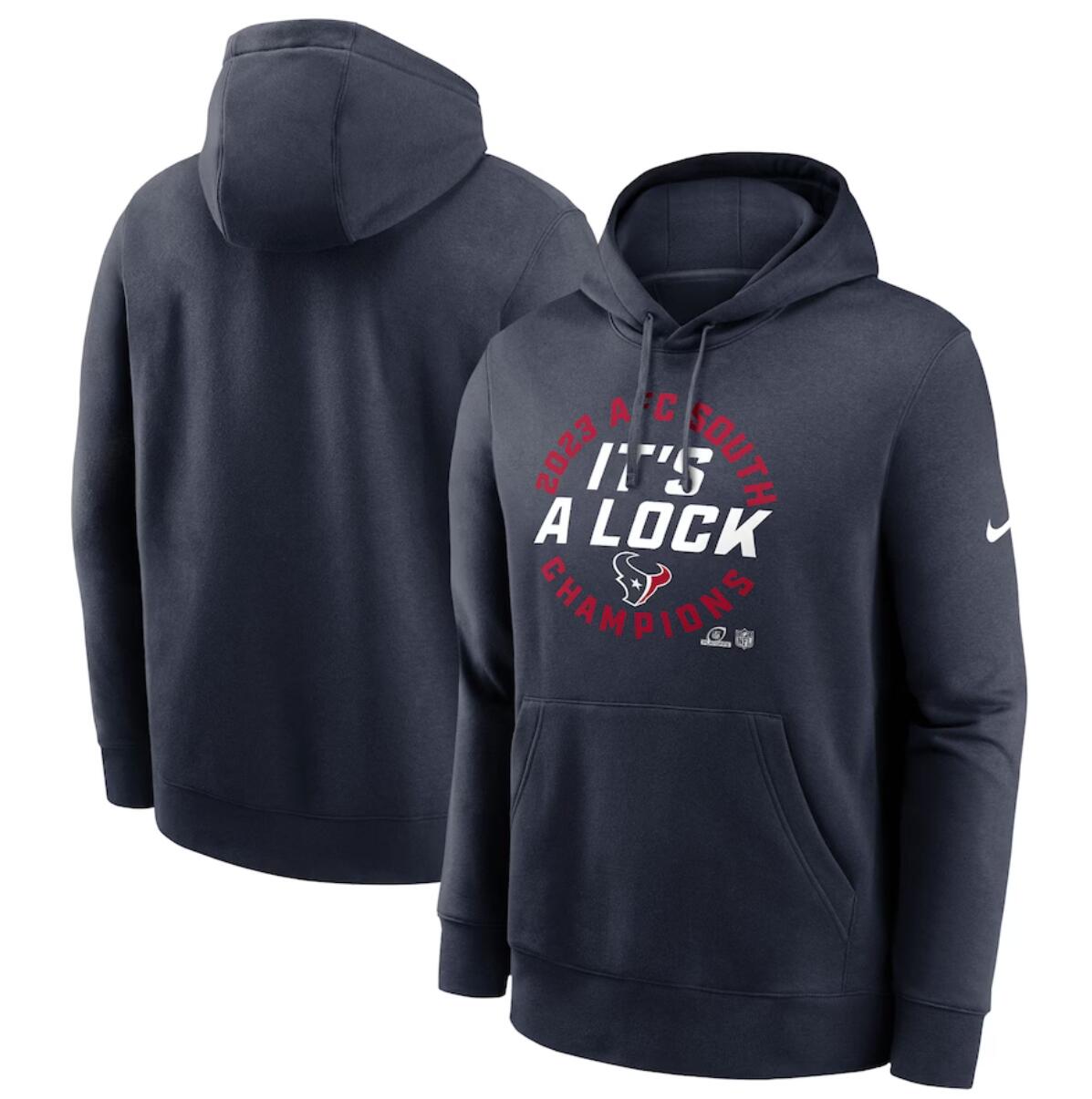Houston Texans Navy 2023 AFC South Division Champions Locker Room Trophy Collection Club Pullover Hoodie - Zenithce