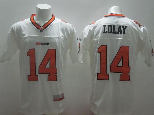 Lions #14 Travis Lulay White Stitched CFL Jersey - Zenithce