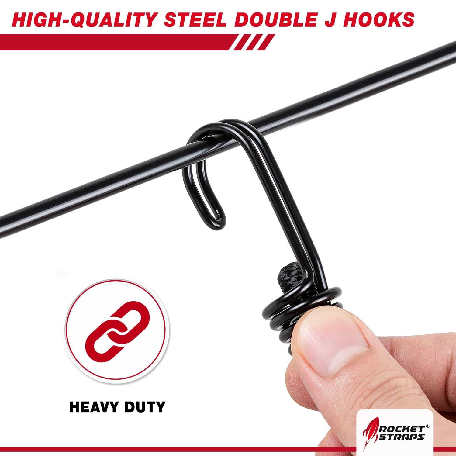 Rocket Straps Bungee Cords Heavy Duty Outdoor Bungee Cords with Double J Hooks - Zenithce