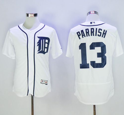Tigers #13 Lance Parrish White Flexbase Authentic Collection Stitched Jersey - Zenithce
