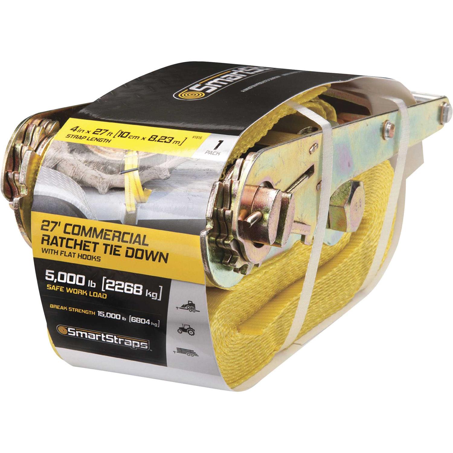 SmartStraps 30 ft. Commercial-Duty Ratchet Tie-Down with J-Hooks - Zenithce