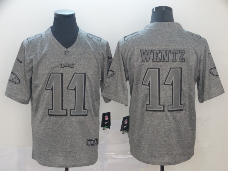 Philadelphia Eagles #11 Carson Wentz Grey Stitched Jersey - Zenithce