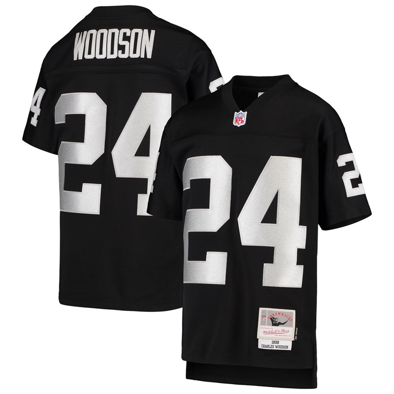 Mitchell Ness Raiders #24 Charles Woodson 1998 Black Stitched Jersey - Zenithce