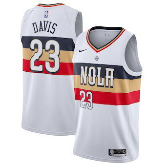 New Orleans 23 Pelicans Anthony Davis White 2018-19 Swingman Earned Edition Jersey - Zenithce