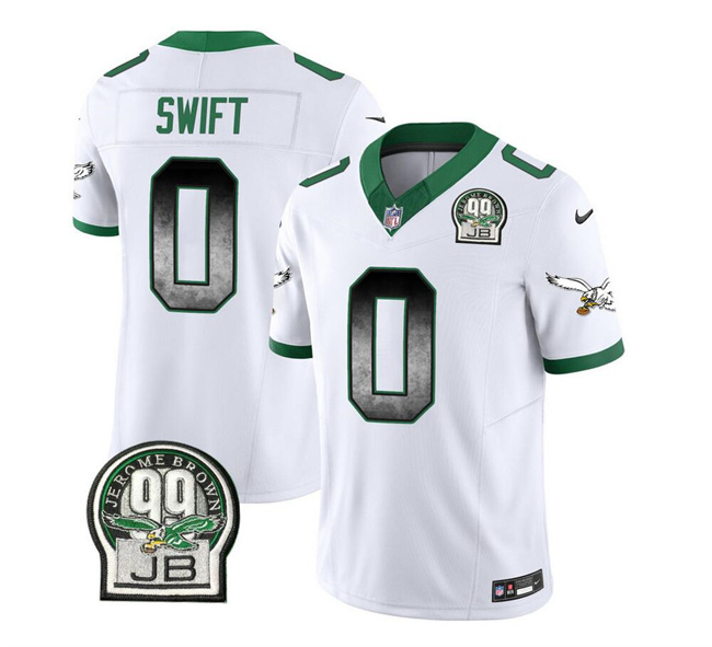 Philadelphia Eagles #0 D'Andre Swift White 2023 F.U.S.E. Throwback Vapor Untouchable Limited Stitched Jersey - Zenithce
