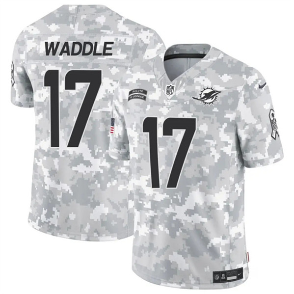 Miami Dolphins #17 Jaylen Waddle Arctic Camo 2024 F.U.S.E. Salute To Service Limited Stitched Jersey - Zenithce