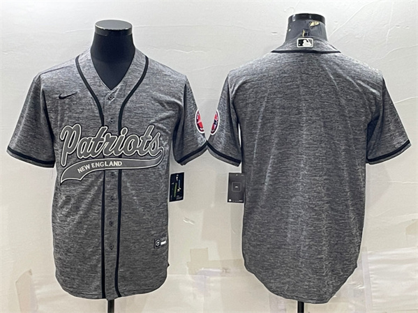 New England Patriots Blank Gray With Patch Cool Base Stitched Baseball Jersey - Zenithce