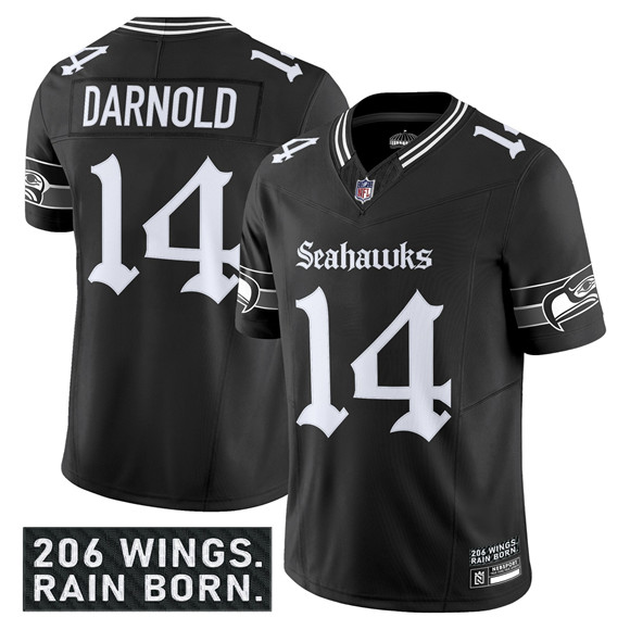 Seattle Seahawks #14 Sam Darnold Black 2025 F.U.S.E. 'Gothic Rain City Shadows Edition' Vapor Limited Football Stitched Jersey - Zenithce