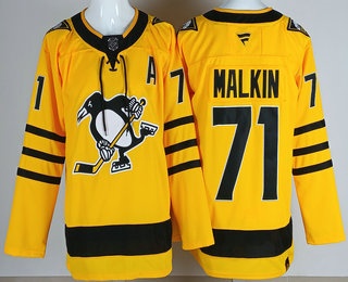 Pittsburgh Penguins #71 Evgeni Malkin Yellow Alternate Authentic Jersey - Zenithce
