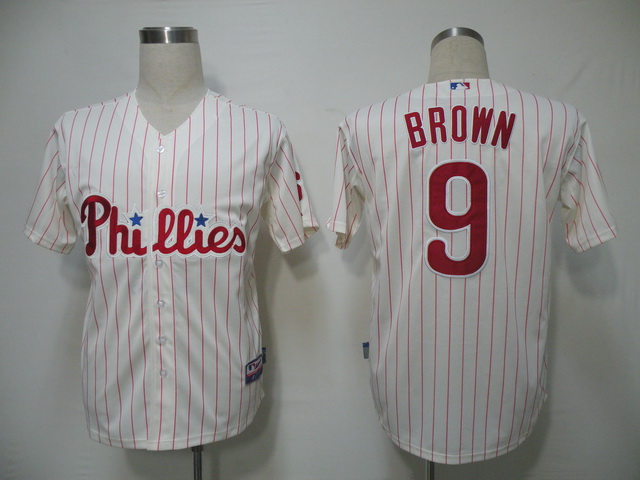 Phillies #9 Domoic Brown White Red Strip Stitched Jersey - Zenithce