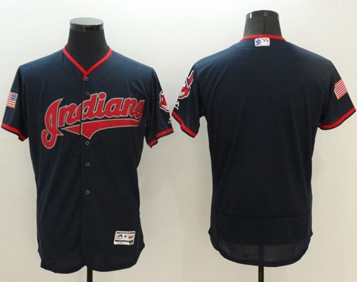 Indians Blank Navy Blue Fashion Stars Stripes Flexbase Authentic Stitched Jersey - Zenithce
