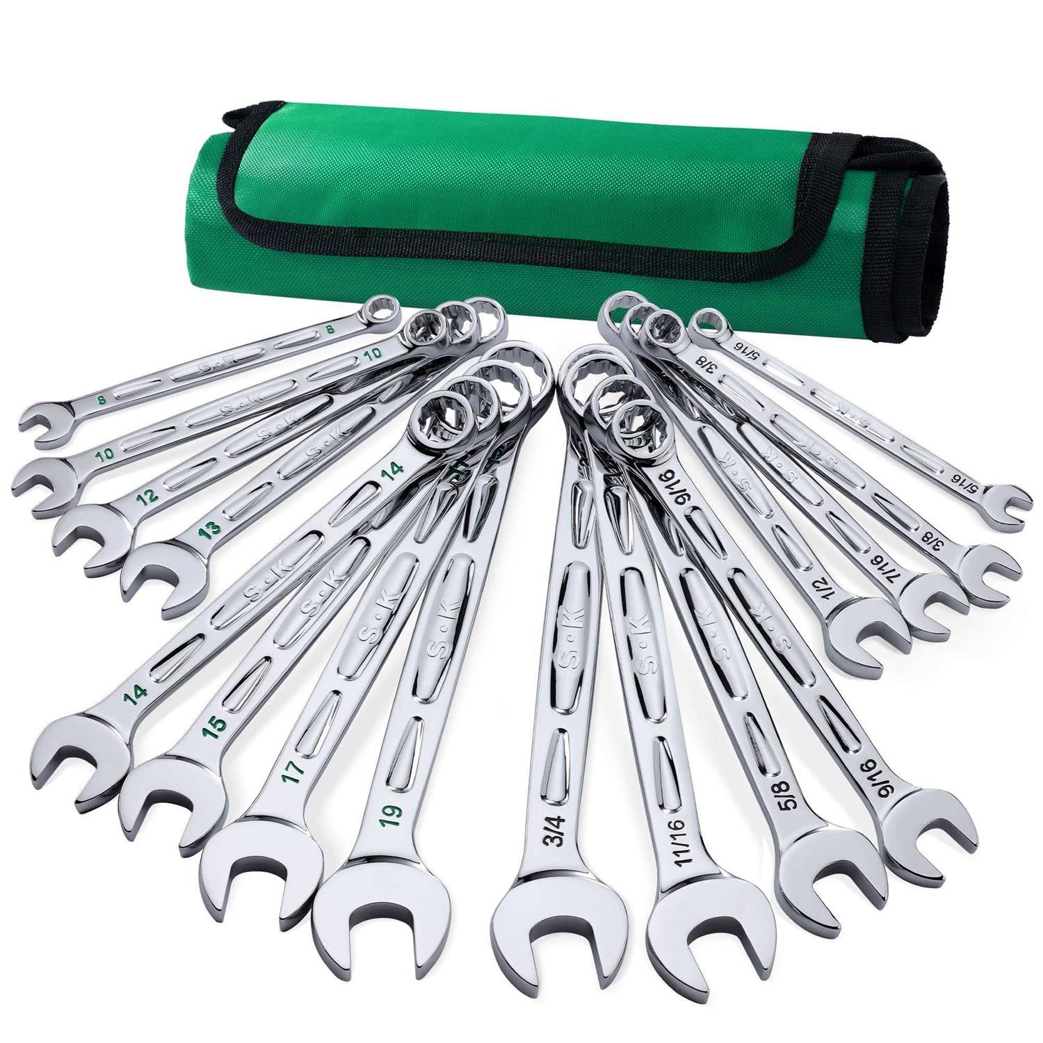 SK Combination Wrench Set SAE 5/16 to 3/4 Metric 19mm - Zenithce
