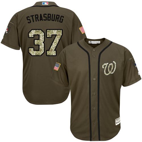 Nationals #37 Stephen Strasburg Green Salute To Service Stitched Jersey - Zenithce