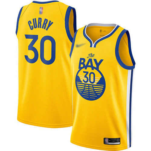 Warriors #30 Stephen Curry Gold Swingman Statement Edition 2019-2020 Jersey - Zenithce