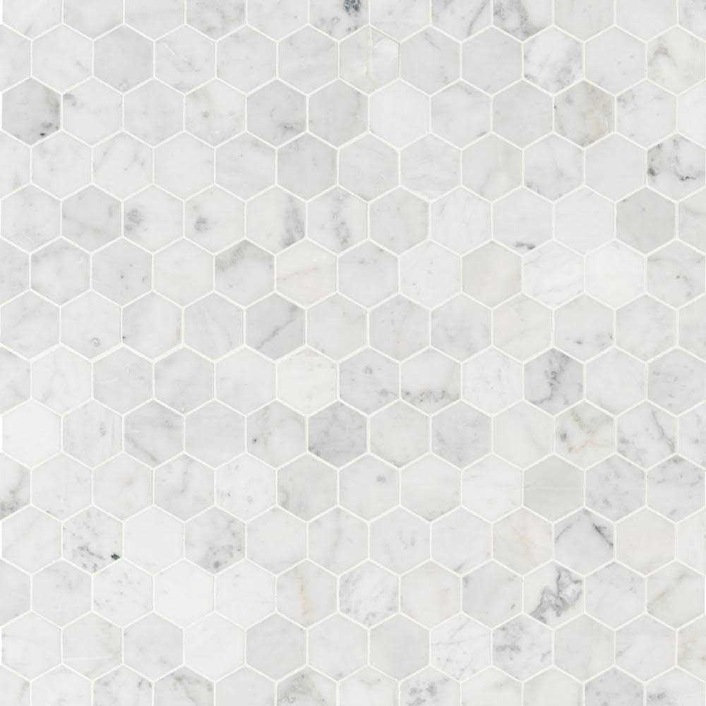 MSI Carrara White Hexagon 11.75 in. x 12 in. x 8mm Honed Marble Mesh-Mounted Mosaic Tile - Zenithce
