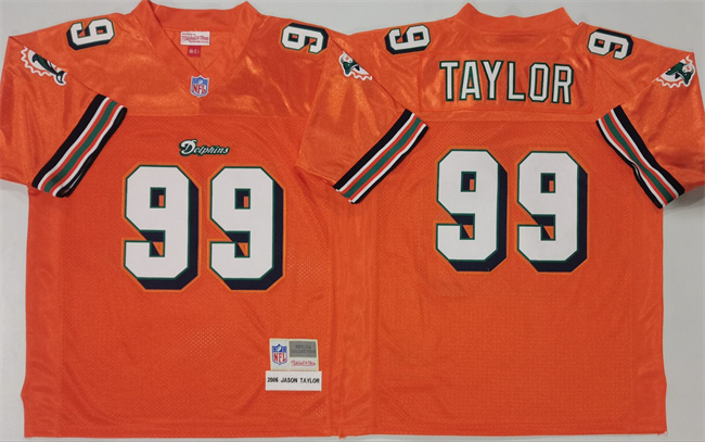 Miami Dolphins #99 Jason Taylor Orange Throwback Stitched Football Jersey - Zenithce