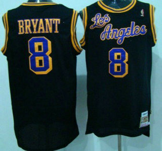Los Angeles Lakers #8 Kobe Bryant 1996-97 Black Hardwood Classics Soul Swingman Throwback Jersey - Zenithce