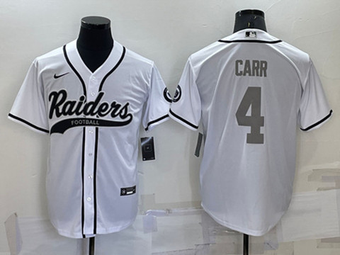 Las Vegas Raiders #4 Derek Carr White Gray Cool Base Stitched Baseball Jersey - Zenithce