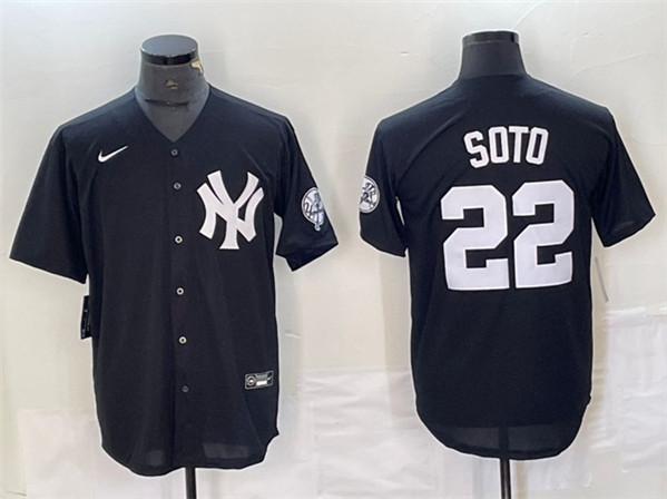 New York Yankees #22 Juan Soto Black Cool Base With Patch Stitched Jersey - Zenithce