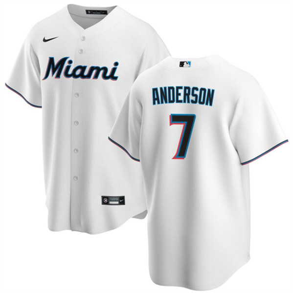 Miami Marlins #7 Tim Anderson White Cool Base Stitched Jersey - Zenithce