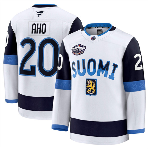 Finland #20 Sebastian Aho White 2025 4 Nations Face-Off Premium Stitched Jersey - Zenithce